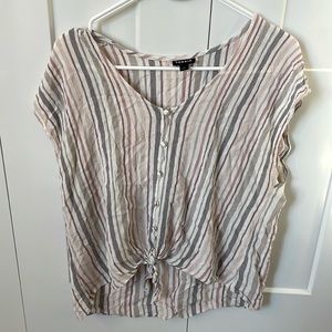 Torrid striped blouse with sea sucker type material
